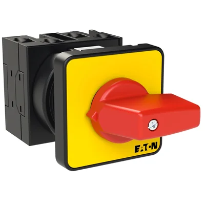 Interruttore on-off T0-2-8900/E-RT, 3 poli + N, 20 A, 90 °, montaggio a superficie, manopola rosso-gialla, non bloccabile