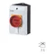 Interruttore on-off T3-1-8200/I2/SVB, Contatti: 2, 32A, targhetta: 0-1, 90°, a ritenuta, in custodia IP65, manopola rosso-gialla con lucchetto