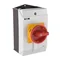 Interruttore on-off T3-1-8200/I2/SVB, Contatti: 2, 32A, targhetta: 0-1, 90°, a ritenuta, in custodia IP65, manopola rosso-gialla con lucchetto