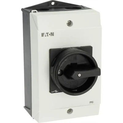 Interruttore on-off T3-4-8344/I2/SVB-SW, 8 poli, 32 A, 90 °, in custodia IP65, manopola nera con lucchetto