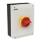 Interruttore principale P3-100/I5/SVB/N, 3 poli + N, 100 A, in custodia IP65, manopola rosso-gialla con lucchetto
