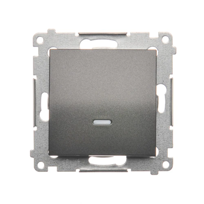Interruttore unipolare con indicazione LED di attivazione (modulo) connettori rapidi 10A 250V antracite (metallico)