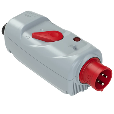 Inverseur de phase à prise CEE avec protection moteur PKZM0 et indicateur de rotation POLA 16A 2P+Z+N 400V 50/60Hz 6h IP44 (plage de réglage : 10-16A, presse-étoupe : M25)