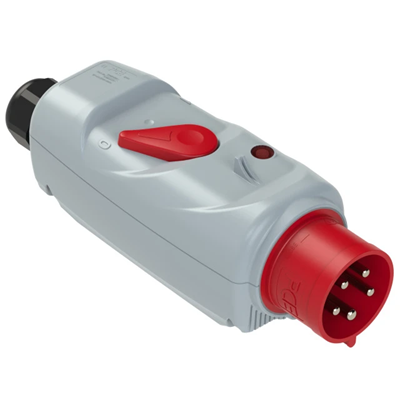 Inverseur de phase à prise CEE avec protection moteur PKZM0 et indicateur de rotation POLA 32A 3P+Z+N 400V 50/60Hz 6h IP44 (plage de réglage : 16-20A ; presse-étoupe : M32)
