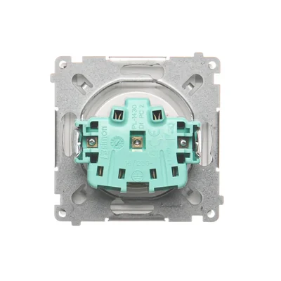 IP44 splash-proof earthed plug socket (module) 16A 250V screw terminals. Transparent white flap