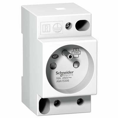 iPC modular socket, 2p+E, 16A, 250VAC, NFC 15100, French standard