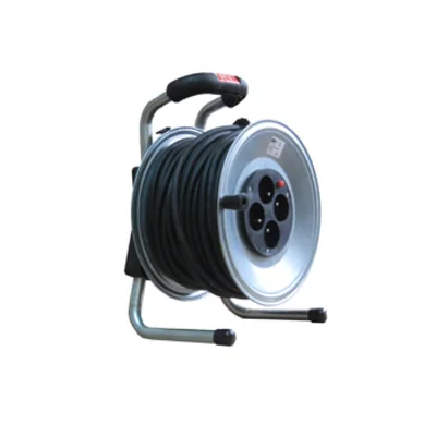 JAWOR Cable alargador tambor 4 tomas térmicas 50m H05RR-F 3x1,5 acero