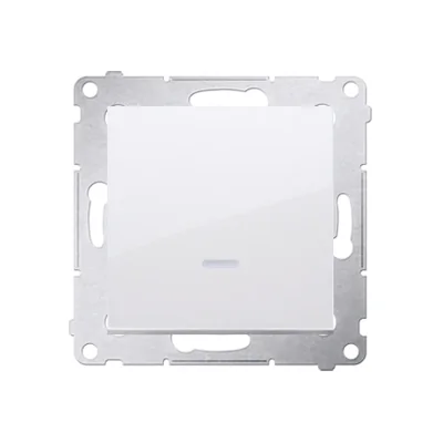 Jedno spínací tlačítko s LED podsvícením bez piktogramu (modul) 16A 230V šroubové svorky bílé