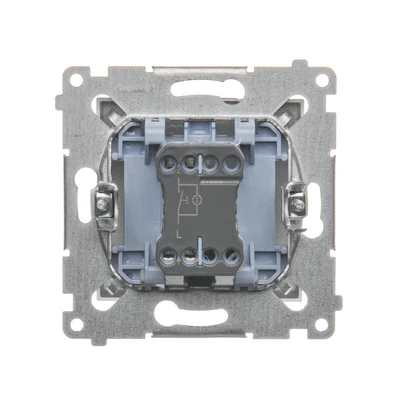 Jedno spínací tlačítko s LED podsvícením bez piktogramu (modul) 16A 250V šroubovací svorky stříbrné (metalické)