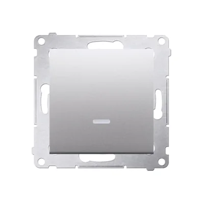 Jedno spínací tlačítko s LED podsvícením bez piktogramu (modul) 16A 250V šroubovací svorky stříbrné (metalické)