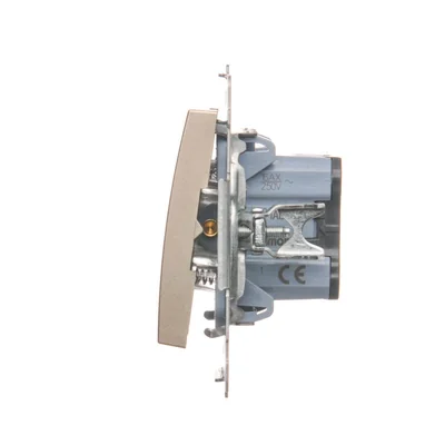 Jedno spínací tlačítko s LED podsvícením bez piktogramu (modul) 16A 250V šroubovací svorky zlaté (kovové)