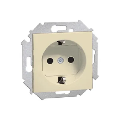 Jednoduchá zásuvka s uzemněním Schuko a žaluziemi (modul) 16A 250V béžová