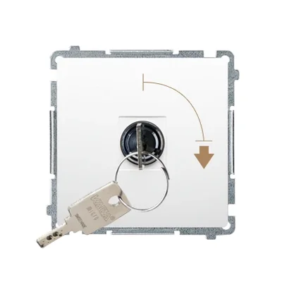 Jednopólový mžikový spínač s klíčem, 2 polohy, bílý