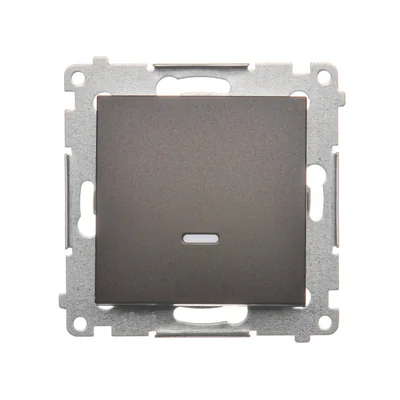 Jednopólový vypínač s LED indikací aktivace (modul) 230V, matná hnědá metalíza