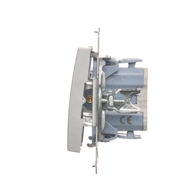 Jednopólový vypínač s LED podsvícením (modul) 10A 250V rychlospojky stříbrné (metalické)