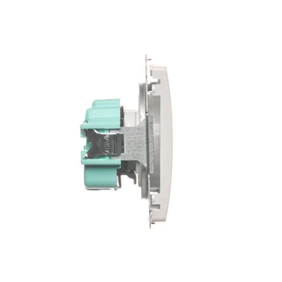 Jednozásuvková zásuvka s uzemněním (modul) 16A 250V se záslepkami proudové cesty, bílé rychlospojky