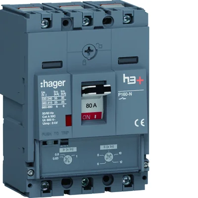Jistič MCCB h3+ P160 3P 80A 25kA TM