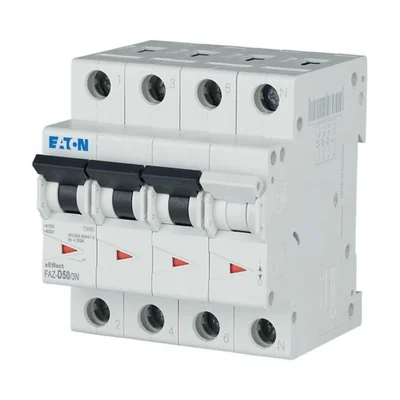 Jistič typ D, 1-stupeň+N, 50A, D-Char FAZ-D50/3N