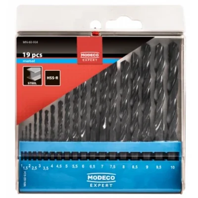 Juego de brocas cilíndricas para metal HSS, 19 piezas, 1-10 mm
