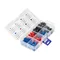 Juego de terminales y casquillos para cables, 350 piezas. Individuales: 80x0,75 mm², 10 mm; 70x1 mm², 10 mm; 60x1,5 mm², 10 mm; 50x2,5 mm², 10 mm. Dobles: 30x0,75 mm², 8 mm; 25x1 mm², 10 mm; 20x1,5 mm², 10 mm; 15x2,5 mm², 10 mm.