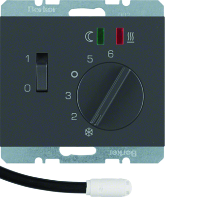 K.1 Fußbodentemperaturregler mit Schließerkontakt, Zentralelement und anthrazitfarbenem Stecker