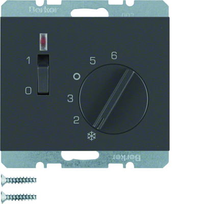 K.1 Room temperature controller 24V with make contact, central element and connector anthracite
