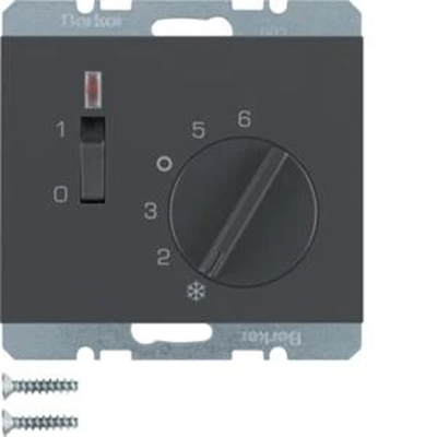 K.1 Room temperature controller 24V with make contact, central element and connector anthracite