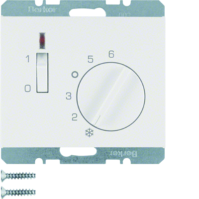 K.1 Room temperature controller 24V with NO contact, central element and snow-white switch
