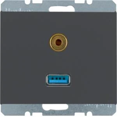 K.1 Розетка USB/3,5mm jack антрацит