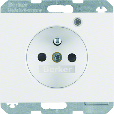 K.1 Socket with grounding and control LED with increased protection of contacts gloss snow-white