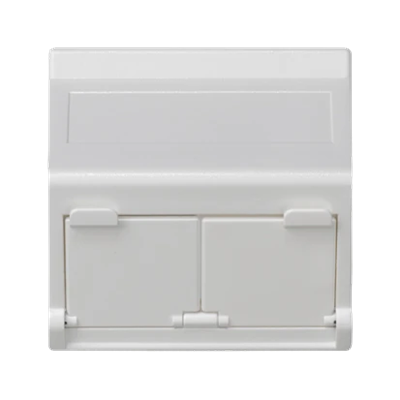 K45 2x RJ board with diagonal cover, for MD adapters, pure white