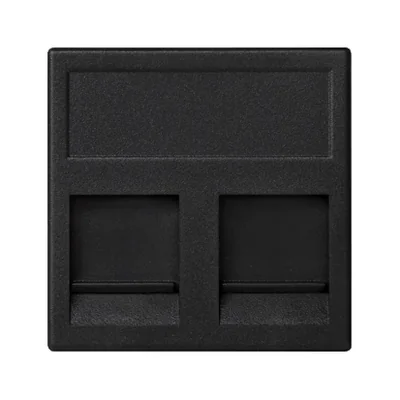 K45-Platine, 2x RJ mit Schirm, universal, graphitgrau