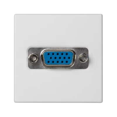 K45 VGA connector board (D-Sub 15) 45x45mm + insert, screw terminals, pure white