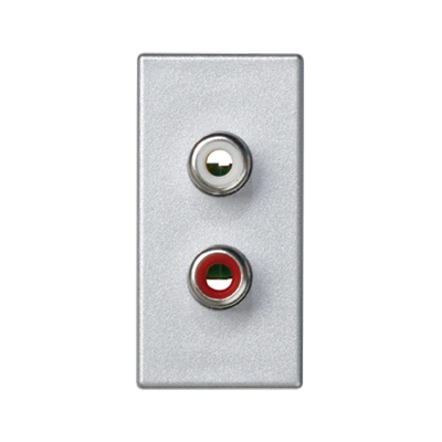 K45/2 Platte für 2x RCA (CINCH) Anschlüsse 22,5x45mm + Aluminiumeinsätze