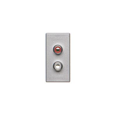 K45/2 Platte für 2x RCA (CINCH) Anschlüsse 22,5x45mm + Aluminiumeinsätze