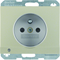 K.5 Socket with grounding and LED orientation lighting, stainless steel