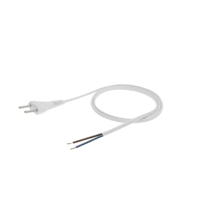 Kabel mit flachem B/U-Stecker, 2x0,5, weiß, Länge 2m