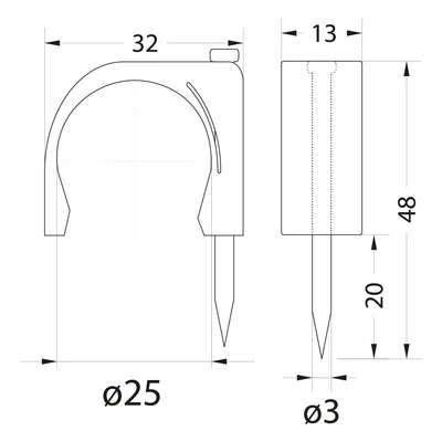 Kabelhalter mit Nagel FLOP-25, Ø25 mm (100 Stück) weiß