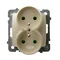 KARO Double earthed socket with shutters for current paths ecru pearl