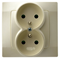 KARO Double earthed socket with shutters for current paths ecru pearl