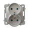 KARO Double earthed socket with shutters for current paths, pearl silver