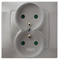 KARO Double earthed socket with shutters for current paths, pearl silver