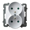 KARO Double earthed socket with shutters for current paths, white