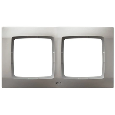 KARO Double frame for IP44 switches, pearl silver