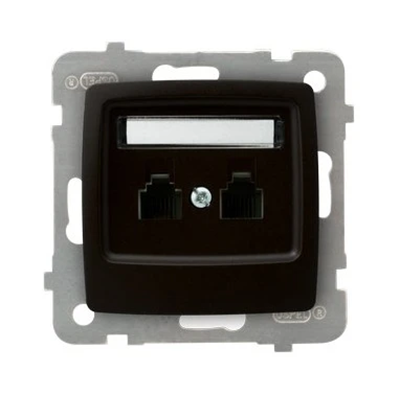 KARO Double parallel telephone socket chocolate metal
