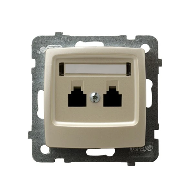 KARO Double parallel telephone socket ecru pearl
