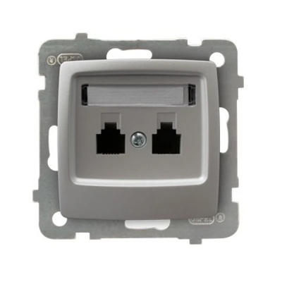 KARO Double parallel telephone socket silver pearl