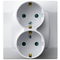 KARO Double socket-outlet with earthing schko with shutters for current paths, white