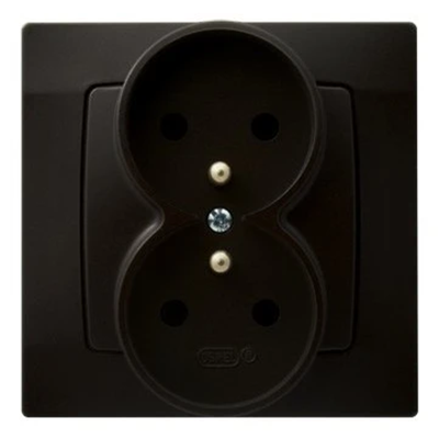 KARO Double socket with earthing chocolate metallic