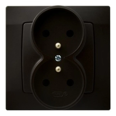 KARO Double socket with earthing chocolate metallic